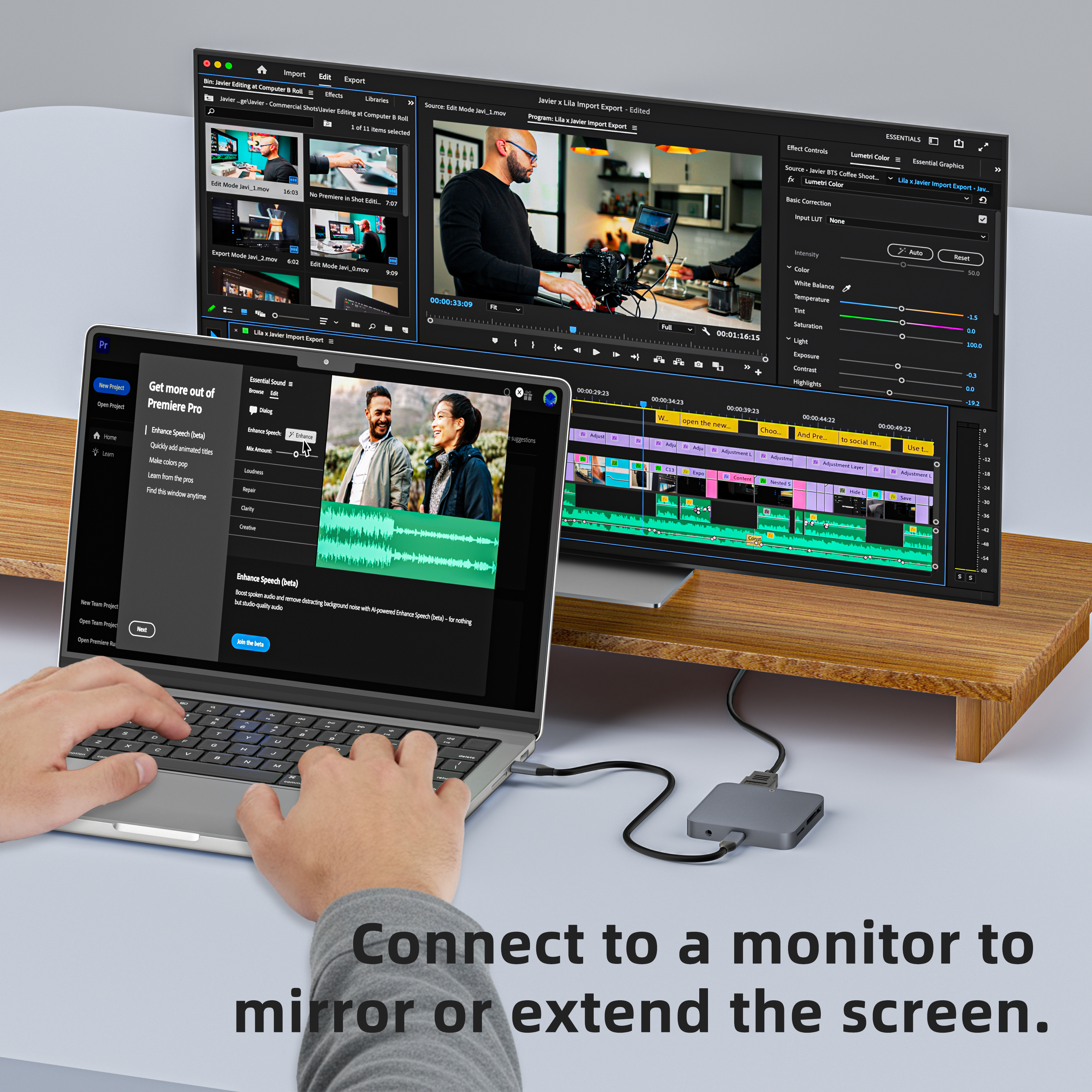 Compact 9-in-1 USB Hub with Audio/Mic Port and Fast Data Transfer