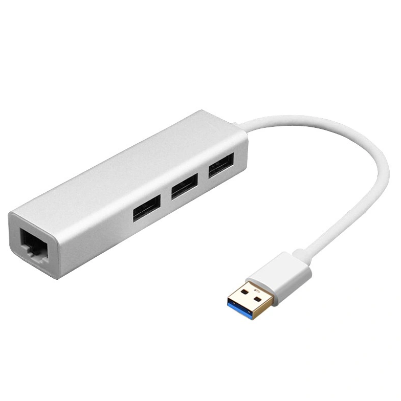 4 IN 1 USB HUB USB-A plug to 3xUSB-A 3.0+Gigabit RJ45 1000Mbps port docking station with ethernet for laptop