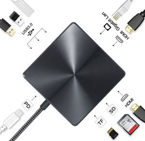 9 IN 1 USB C HUB with 2 x HDMI 4K + Type C PD 100W Data+ 3 x USB A 3.0 + RJ45 1000Mbps + SD + TF memory card reader slot multi port adapter docking station