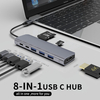 8 IN 1 USB C HUB with HDMI 4K30HZ + PD 100W + Type C Data + 3 x USB A 3.0 +SD +TF card reader slot power charging multiport adapter docking station for laptop macbook