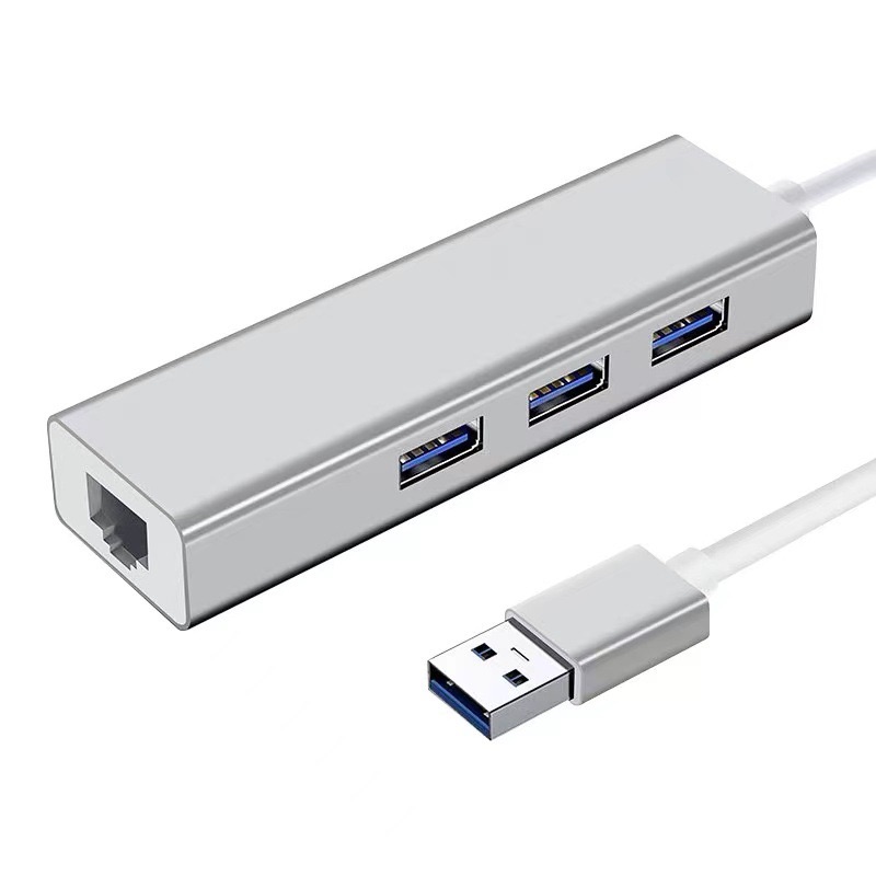 4 IN 1 USB HUB USB-A plug to 3xUSB-A 3.0+Gigabit RJ45 1000Mbps port docking station with ethernet for laptop