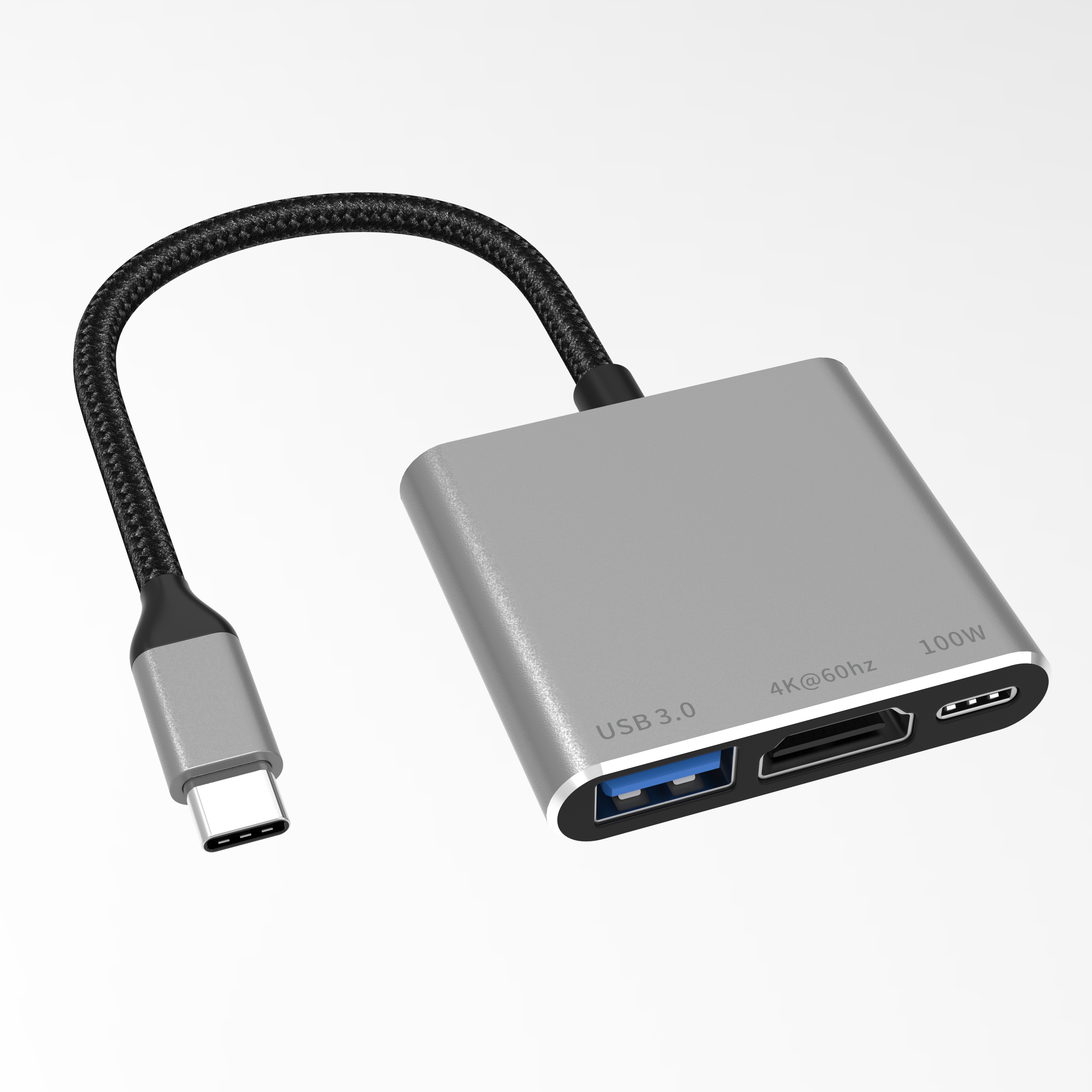 3 IN 1 USB C HUB typc c plug to HDMI 4K@60HZ+PD 100W+USB-A 3.0 docking station for laptop/phone