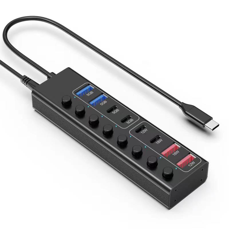 데스크탑 용 8 포트 USB 충전기 허브 100W | 6 개의 장치를 동시에 충전합니다