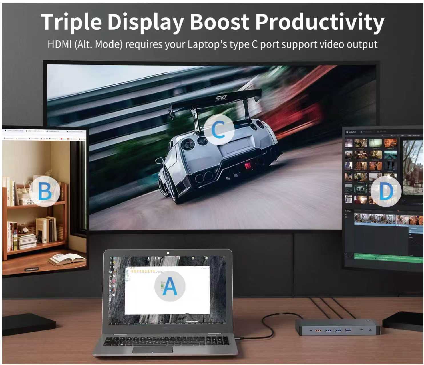 14-in-1 Thunderbolt 4 Docking Station with Triple 4K@60Hz Displays, 100W PD, 10Gbps USB-C/USB-A & Gigabit Ethernet