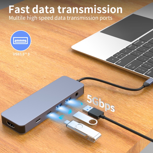 11 IN 1 usb c hubs with 2 x HDMI 4K 60HZ + DP + PD 100W + Type C Data + USB 2.0 + 2 x USB A 3.0 + RJ45 1000Mbps + 3.5mm Audio/Mic + SD + TF card reader multi port docking station