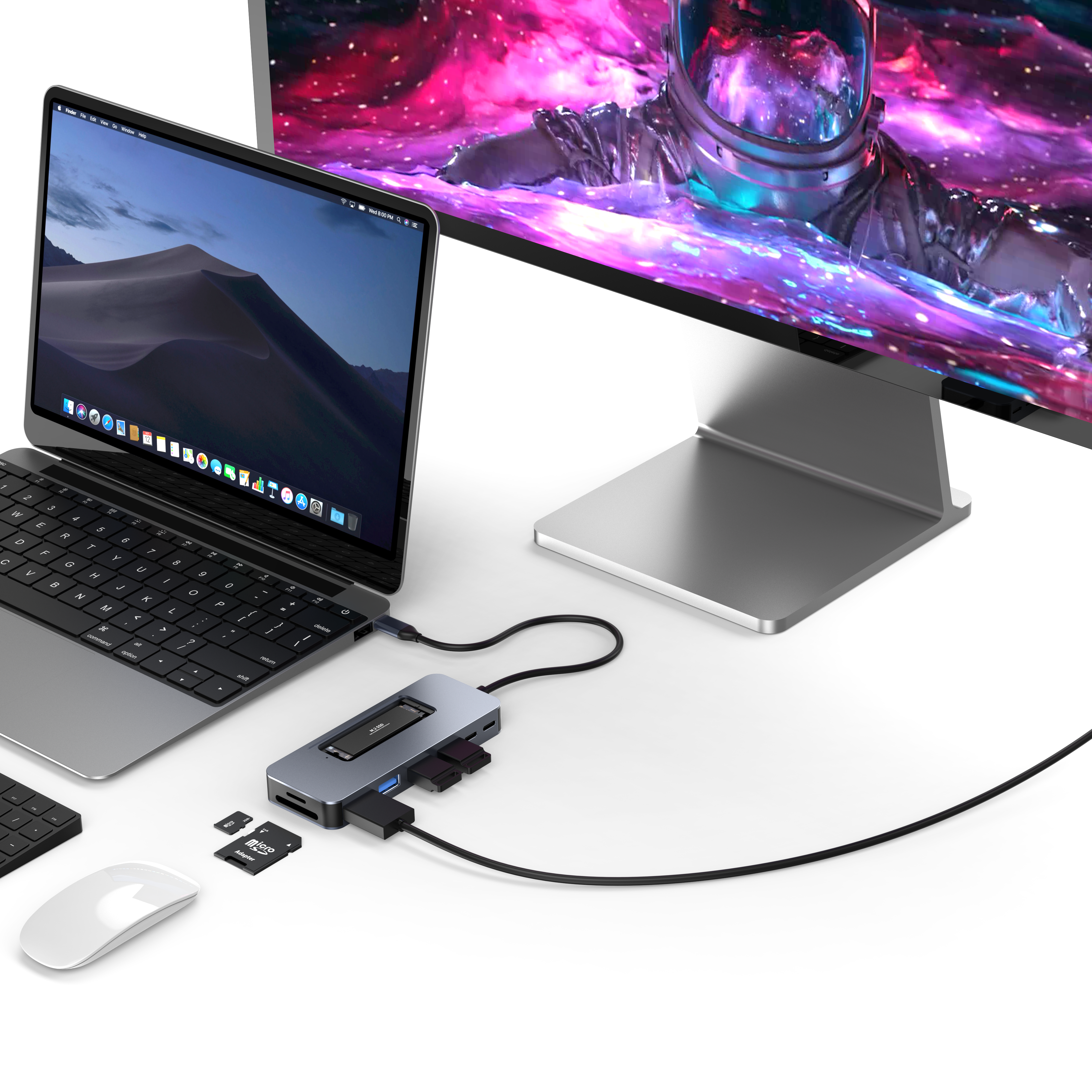 9-in-1 USB-C Docking Station with 4K@60Hz HDMI, 100W PD Charging, 10Gbps USB 3.2, M.2 NVMe SSD Slot, SD/TF Card Reader for Laptop and MacBook