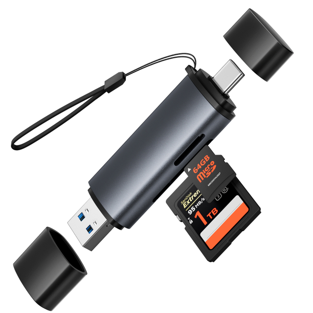 2 in 1 Dual Plug Type-C + USB-A Card Reader with SD & TF Slot 480Mbps High-Speed Data Transfer for Laptop & Android Devices