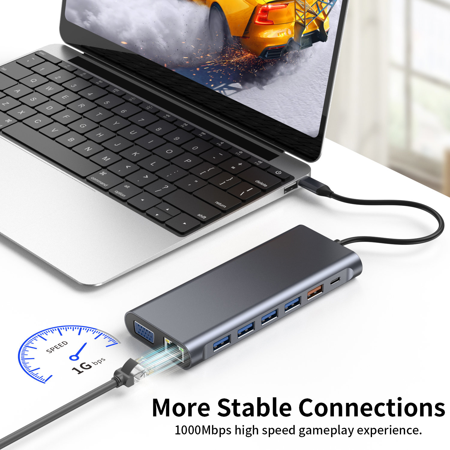 14-in-1 USB C Docking Station for MacBook & Laptop - 3 Display Adapter, 100W Charging, High-Speed Data Ports, SD/TF Reader