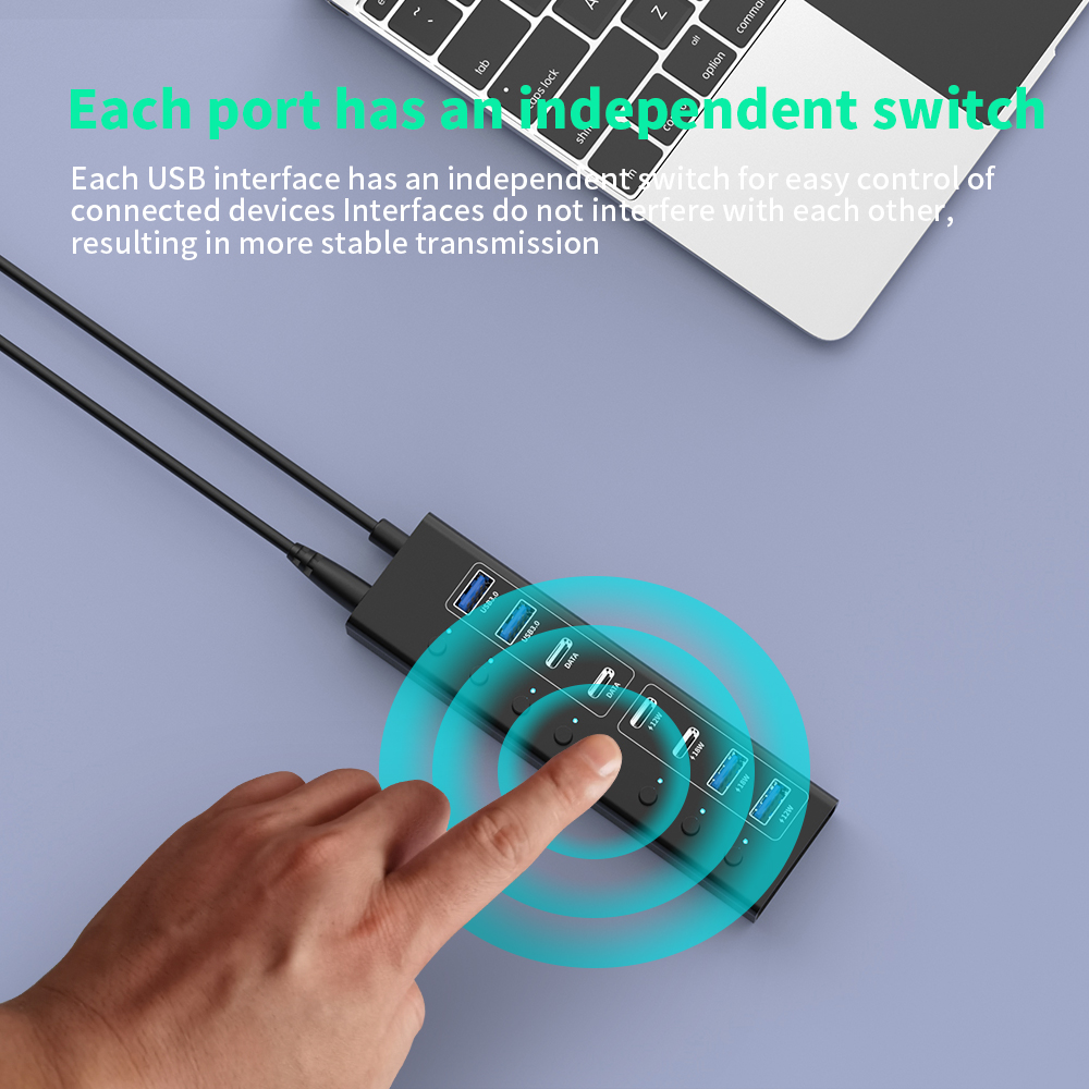 데스크탑 용 8 포트 USB 충전기 허브 100W | 6 개의 장치를 동시에 충전합니다