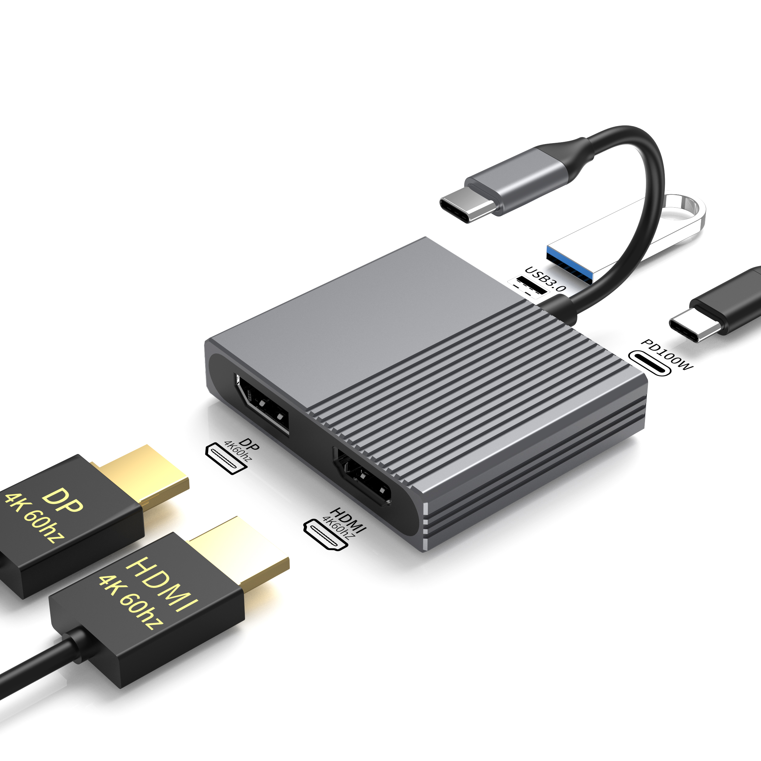 4 IN 1 Type C to DP HDMI 4K60HZ USB3.0 PD 100W USB C HUB HDMI adapter splitter for laptop/Macbook