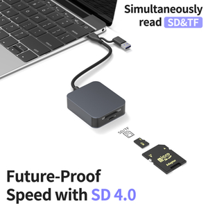 2-in-1 USB-C/A Card Reader 4.0 with SD & TF UHS-II, 312MB/s High-Speed Data Transfer