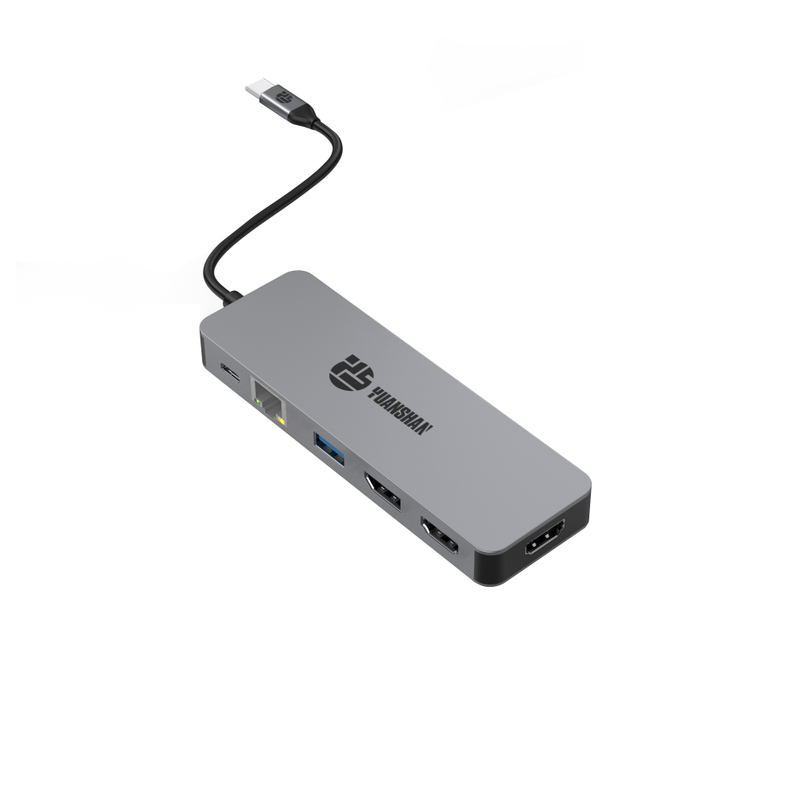 11 IN 1 usb c hubs with 2 x HDMI 4K 60HZ + DP + PD 100W + Type C Data + USB 2.0 + 2 x USB A 3.0 + RJ45 1000Mbps + 3.5mm Audio/Mic + SD + TF card reader multi port docking station