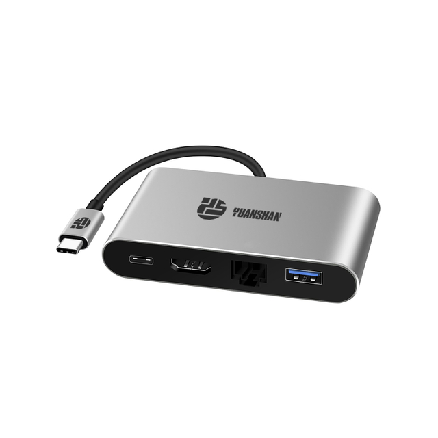 4 IN 1 USB C HUB with HDMI 4K + TYPE C PD 100W DATA + USB A 3.0 + RJ45 1000Mbps multi port adapter docking station for laptop