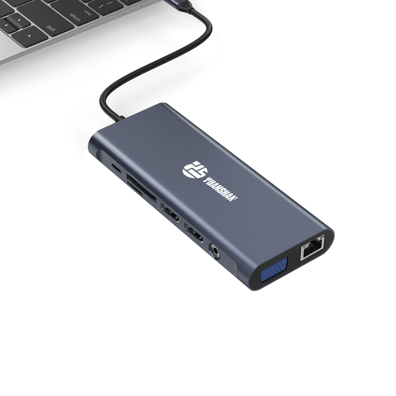 13 IN 1 usb c hubs with 2 x HDMI 4K + DP + PD 100W + Type C Data + 3 x USB A 3.0 + USB A 2.0+ RJ45 1000Mbps + 3.5mm Audio + SD + TF card reader multi port docking station