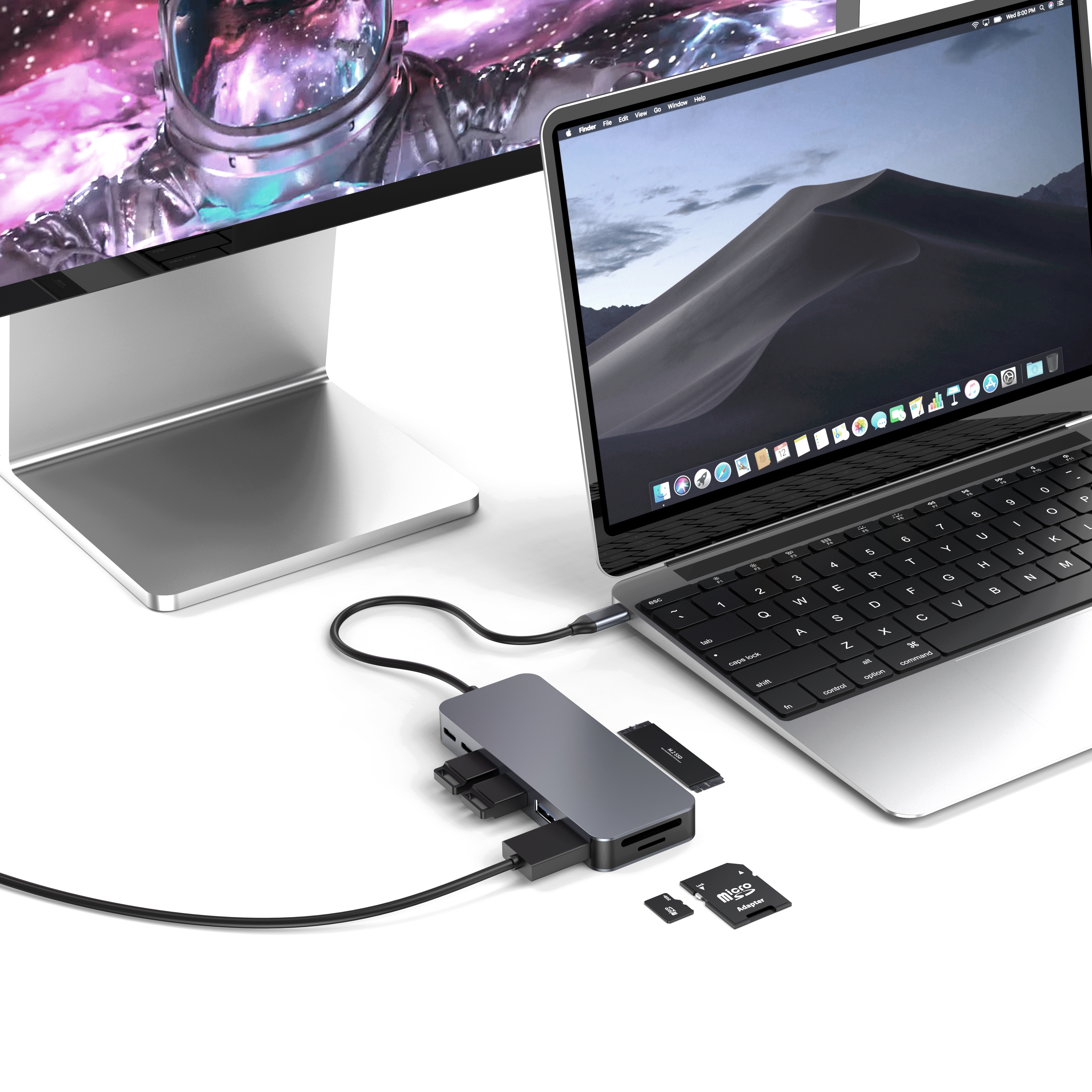 9-in-1 USB-C Docking Station with 4K@60Hz HDMI, 100W PD Charging, 10Gbps USB 3.2, M.2 NVMe SSD Slot, SD/TF Card Reader for Laptop and MacBook
