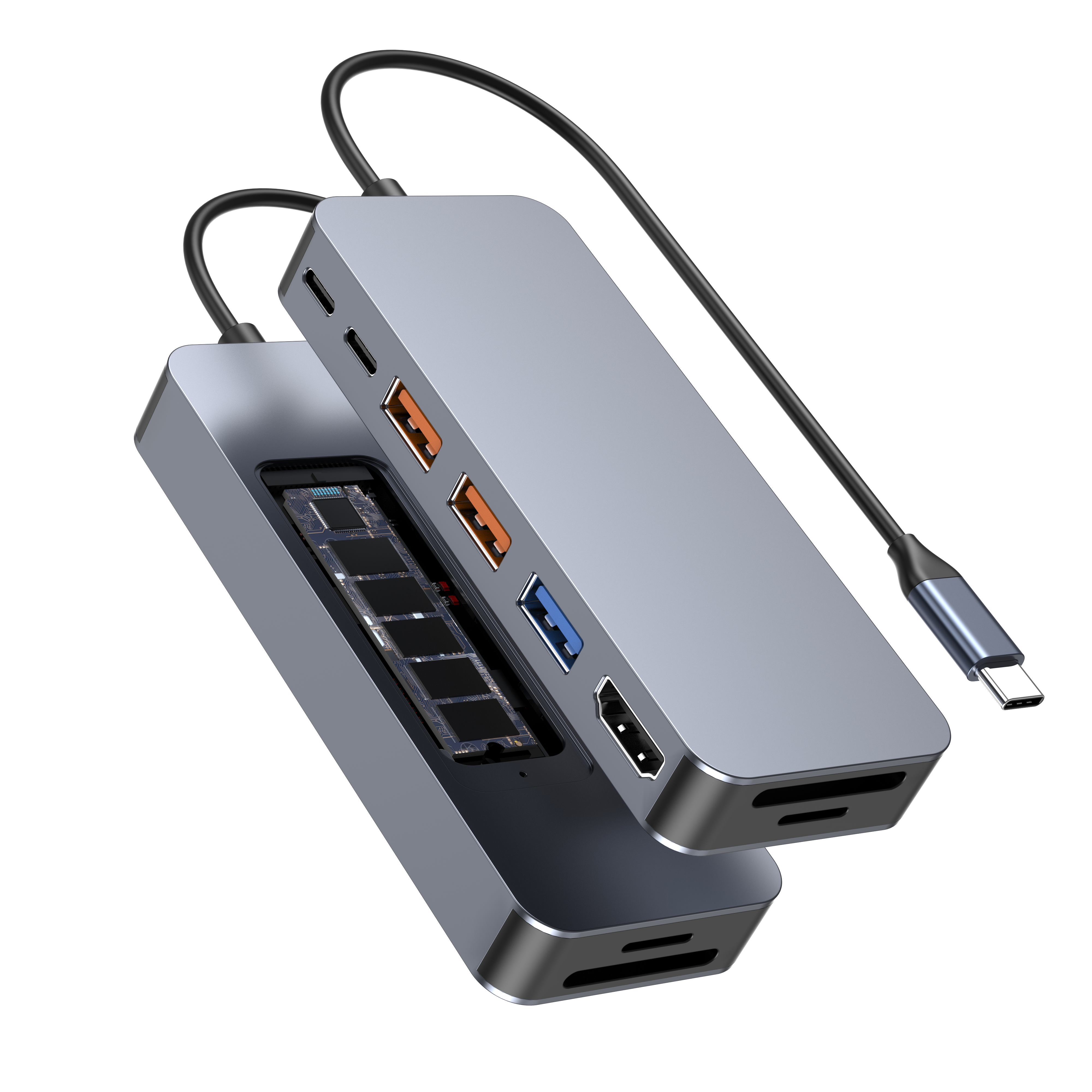 9-in-1 USB-C Docking Station with 4K@60Hz HDMI, 100W PD Charging, 10Gbps USB 3.2, M.2 NVMe SSD Slot, SD/TF Card Reader for Laptop and MacBook
