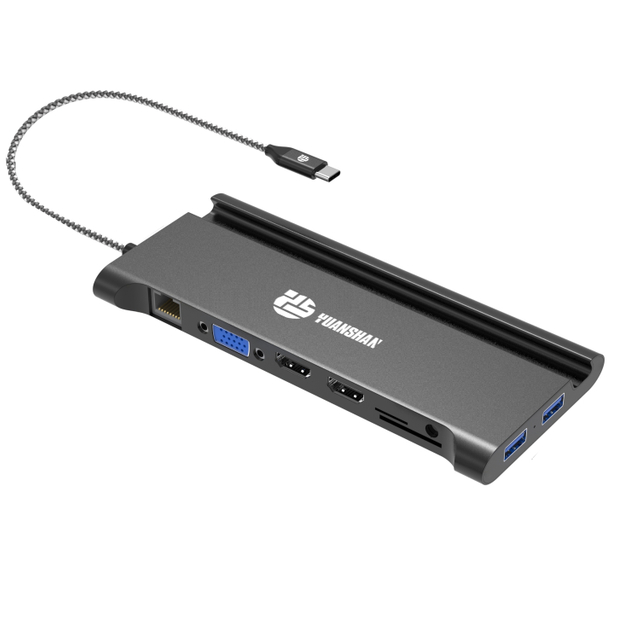 11 в 1 USB C HUB с 2 X HDMI 4K 30HZ + VGA + TYPE C PD 100W DATA + RJ45 + 3 X USB A 3,0 + 3,5 мм Audio/MIC + SD + TF Карта Multi Port Docking Station для ноутбука/телефон
