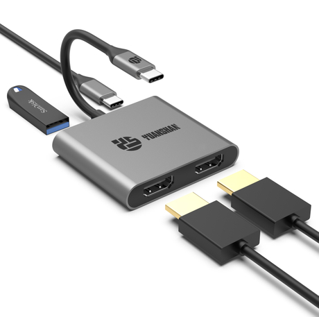 4 IN 1 USB C HUB Type C to dual HDMI 4K + PD 60W + Type c data docking station for laptop/Macbook