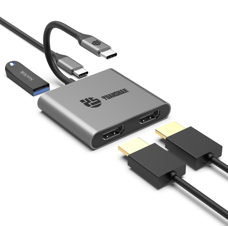4 IN 1 USB C HUB Type C to dual HDMI 4K + PD 60W + Type c data docking station for laptop/Macbook
