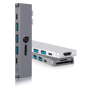 8 IN 2 USB C HUB with HDMI 4K30HZ + Thunderbolt 3 + Type C Data + 3 x USB A 3.0 + SD + TF memory card reader slot multi port adapter docking station for laptop macbook