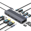 Multiport USB-C Hub with HDMI 4K@60Hz, DP 4K@60Hz, Gigabit Ethernet, 100W PD, USB 3.2 & 2.0 Ports, SD & MicroSD Card Readers, 3.5mm Audio Jack