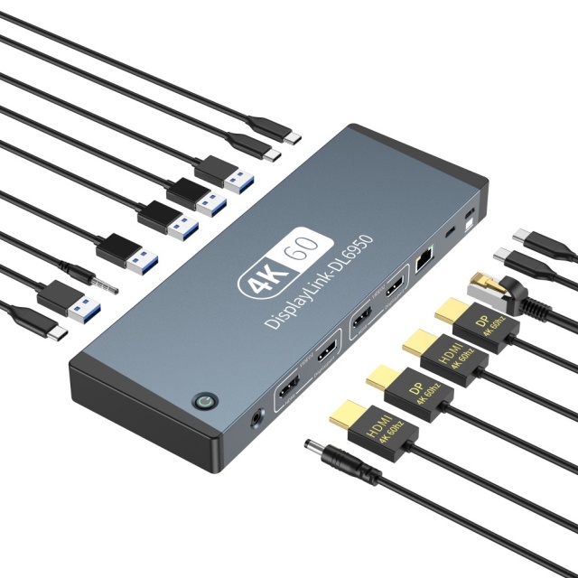 17 in 1 DC voeding 240W Ondersteuning MST-functie voor Apple iOS DP HDMI2.0 4K60Hz Gigabit Port Thunderbolt Type-C 3.1 USB Hub