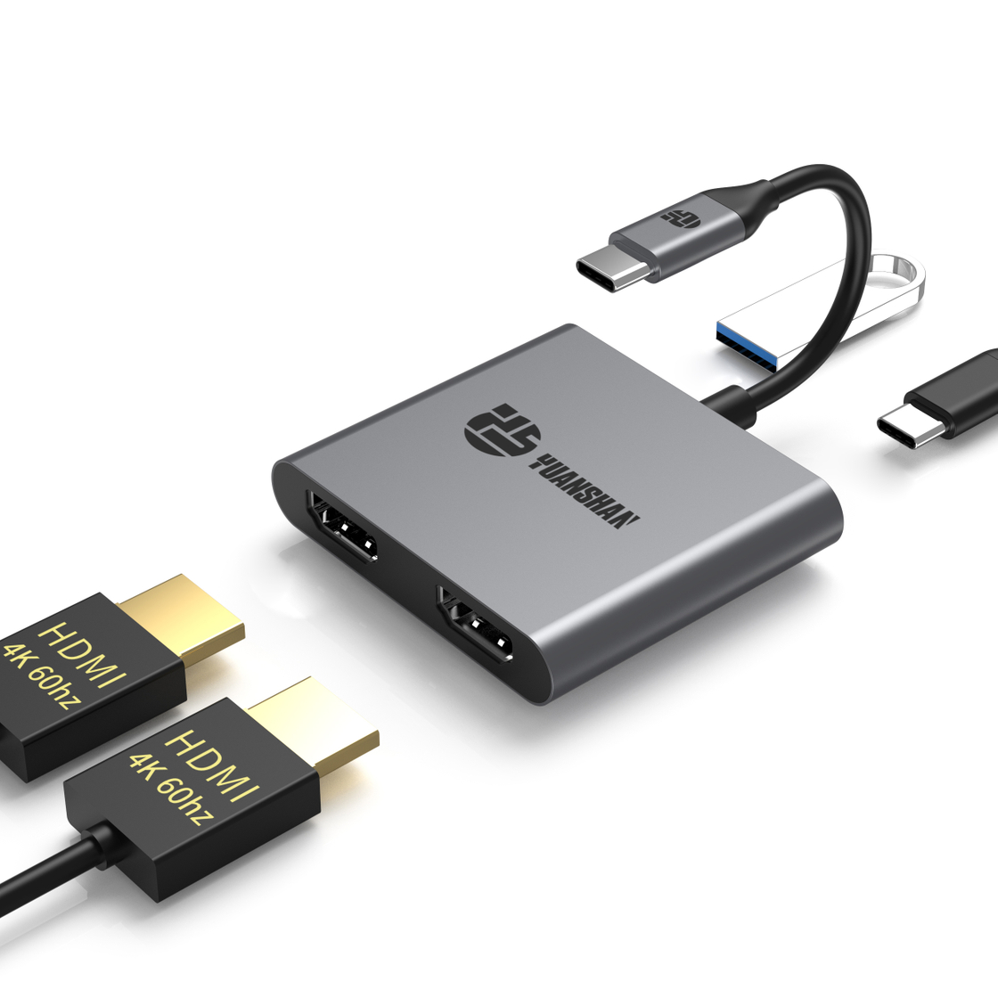 4 в 1 тип C до 2 x HDMI 4K60HZ USB3.0 PD 100W USB C HUB ADAPTER ADAPTER для ноутбука/MacBook