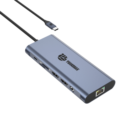 14 IN 1 Docking station 4K60HZ Dual HDMI RJ45 USB-A 3.1 3.0 2.0 multifunction Charging+Data Transfer+Video Output+Reader Card+Network+Call Function USB C HUB docking station for laptop/Macbook