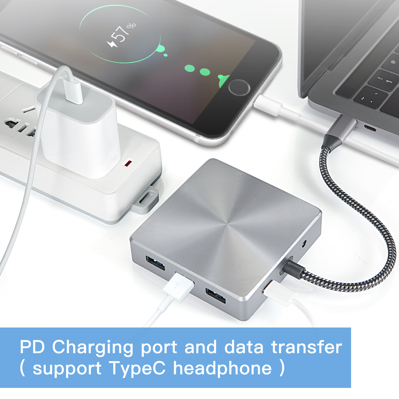 9-in-1 USB-C Hub with Dual HDMI 4K, Gigabit Ethernet, 100W PD, USB 3.0 Ports, SD/TF Card Readers – MacBook/Windows Laptop Docking Station