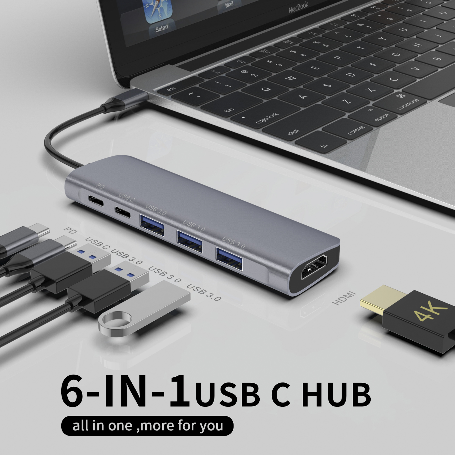 6 in 1 thunderbolt 3 type c docking usb 3.0 hub (1)