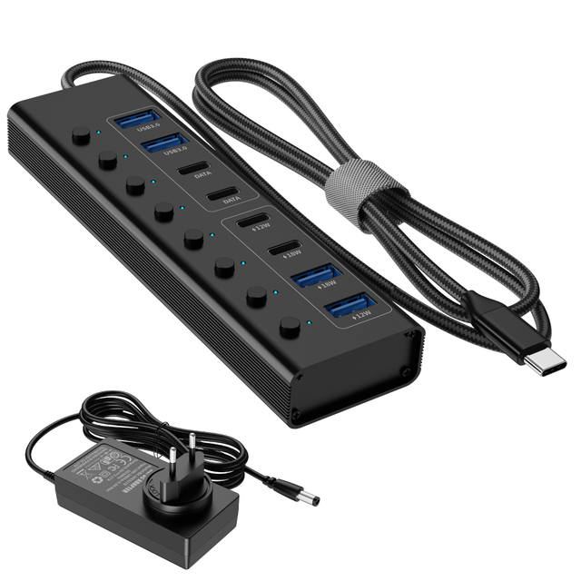 8-Port USB Charger Hub 100W for Desktop | Charge 6 Devices Simultaneously