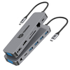 13 IN 1 usb c hubs with 2 x HDMI 4K 30HZ + VGA + PD 100W + Type C Data + 3 x USB A 3.0 + RJ45 1000Mbps + 3.5mm Audio + SD + TF card reader multi port docking station