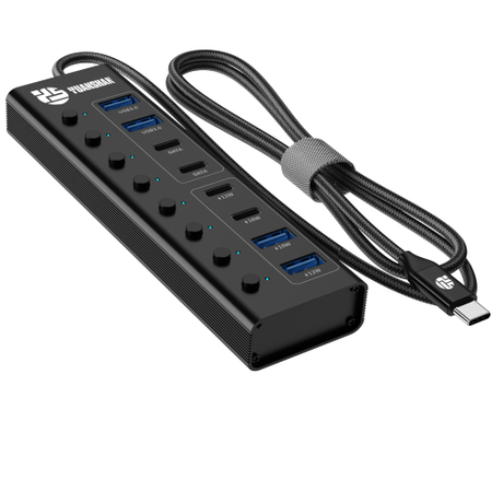 8 IN 1 USB C HUB with 2 x USB A 3.0 PD + 2 x Type C PD Data + 2 x Type C PD + 2 x USB A PD power charging multiport adapter docking station for laptop macbook