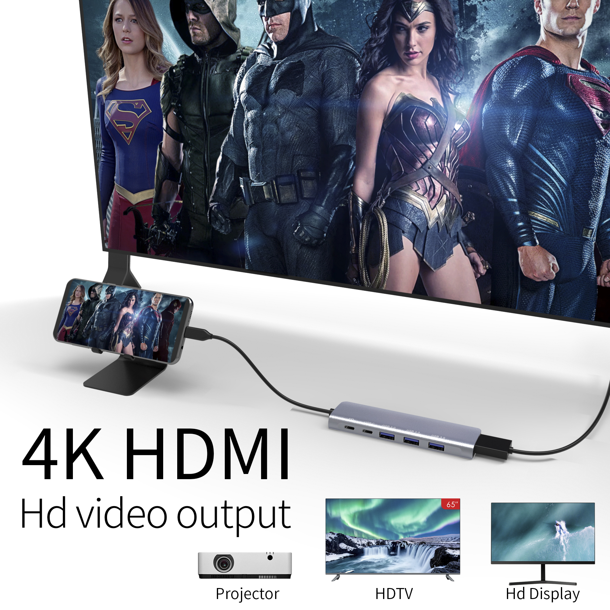 6 in 1 thunderbolt 3 type c docking usb 3.0 hub (5)