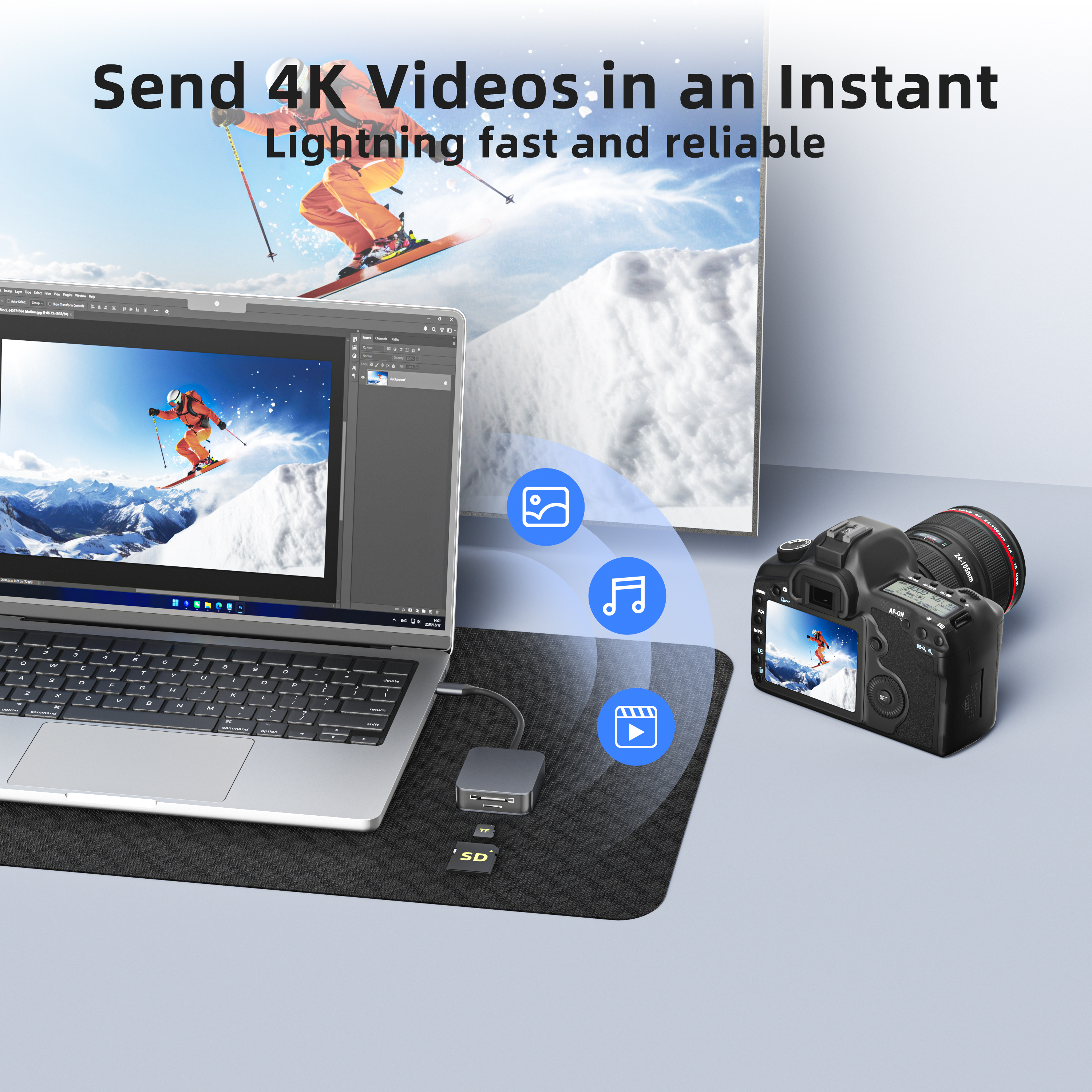 Portable professional SD TF card reader