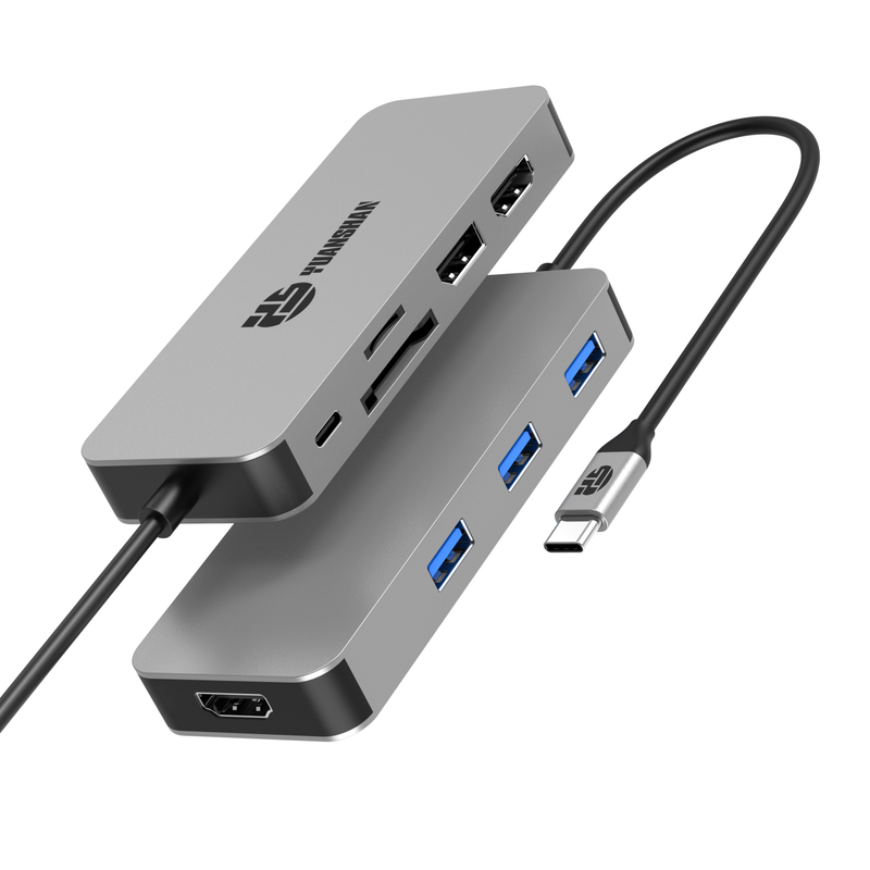9 IN 1 usb c hub with 2 x HDMI 4K 60HZ+ DP + PD 100W + USB A 3.1 10Gbps + 2 x USB A 2.0 + SD + TF card reader multi port docking station for laptop/phone