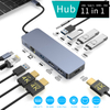 11 IN 1 usb c hubs with 2 x HDMI 4K 60HZ + DP + PD 100W + Type C Data + USB 2.0 + 2 x USB A 3.0 + RJ45 1000Mbps + 3.5mm Audio/Mic + SD + TF card reader multi port docking station