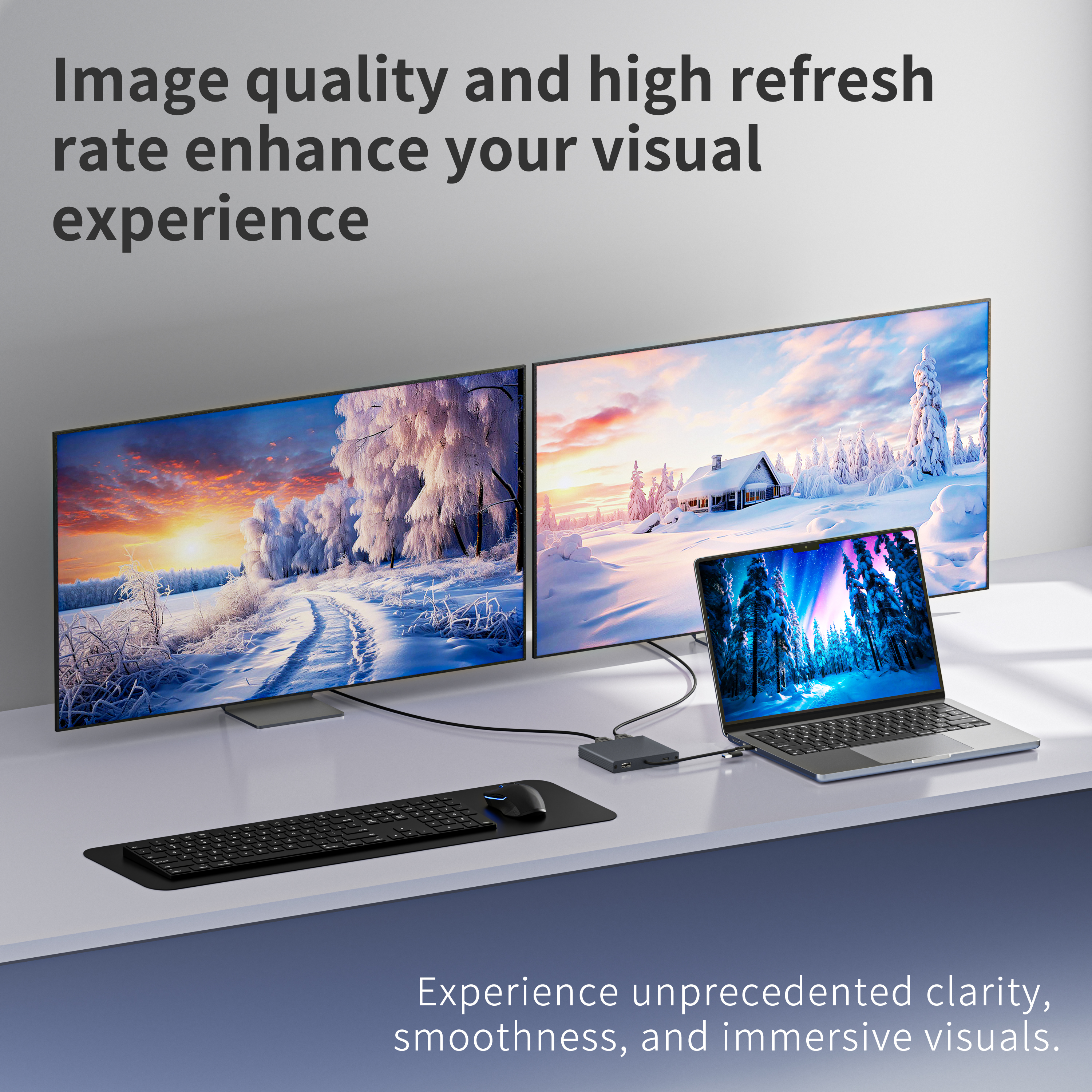 8K Dual HDMI + DP MST USB-C Docking Station | DL6950 Chip | 100W PD | USB-A 3.0 | For iOS & Windows