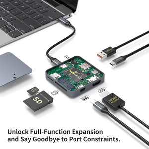 9 in 1 USB C Hub with M.2 NVMe SSD Slot 10Gbps, 4K60Hz HDTV 100W PD USB-C/USB-A 3.2, SD/TF Card Reader Magnetic Design for Phone