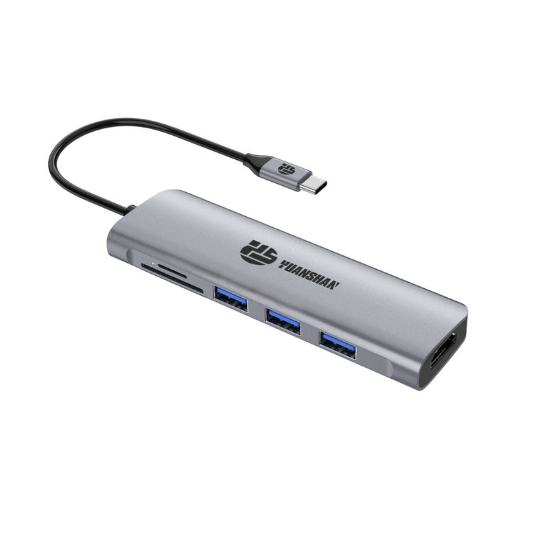 6 IN 1 USB C HUB with HDMI 4K30HZ + 3 x USB A 3.0 + SD + TF memory card reader slot multi port adapter docking station for laptop macbook