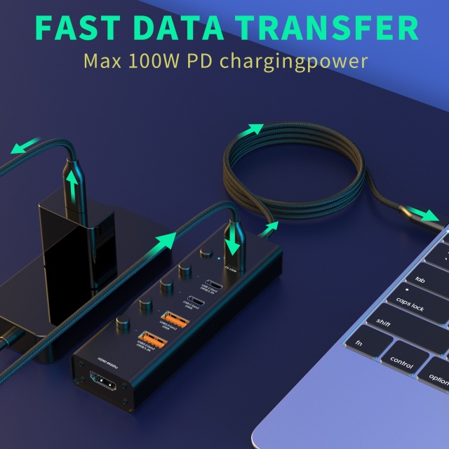 6 IN 1 USB 3.1 Type c 3.1 10Gbps HD 4K60HZ fast charging PD 100W multifunction usb c hub laptop splitter adapter docking station