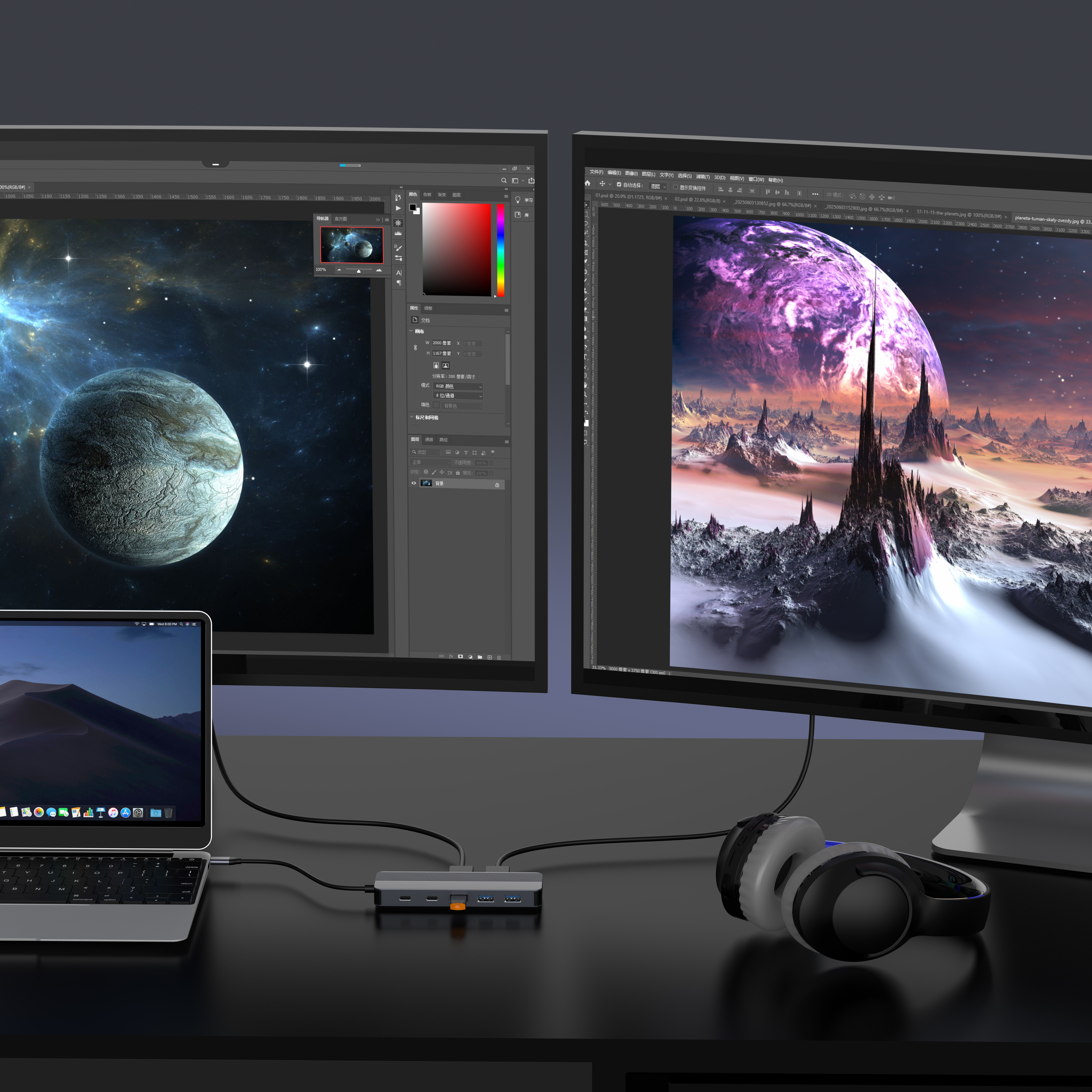 Multiport USB-C Hub with HDMI 4K@60Hz, DP 4K@60Hz, Gigabit Ethernet, 100W PD, USB 3.2 & 2.0 Ports, SD & MicroSD Card Readers, 3.5mm Audio Jack