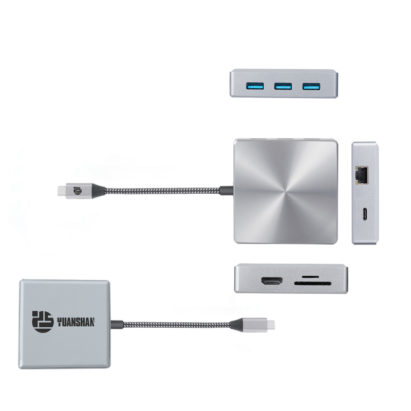 8 IN 1 USB C HUB with HDMI 4K60HZ + PD 100W + 3 x USB A 3.0 + RJ45 1000Mbps + SD + TF memory card reader slot multi port adapter docking station
