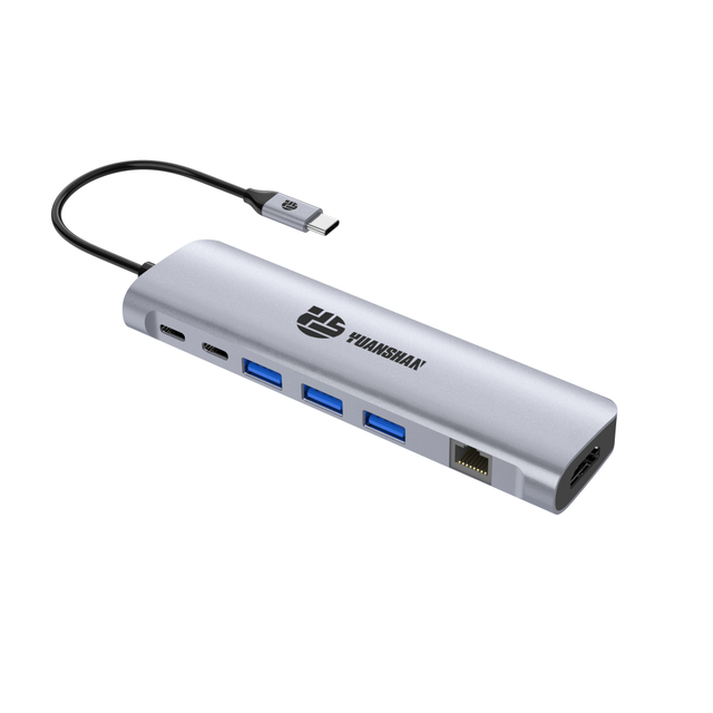 9 В 1 USB C HUB с HDMI 4K30HZ + PD 100W + TYPE C Данные + 3 x USB A 3.0 + RJ45 1000 Мбит / с + SD + TF CARD Reader Power Зарядка Adapter Doping Station для ноутбука