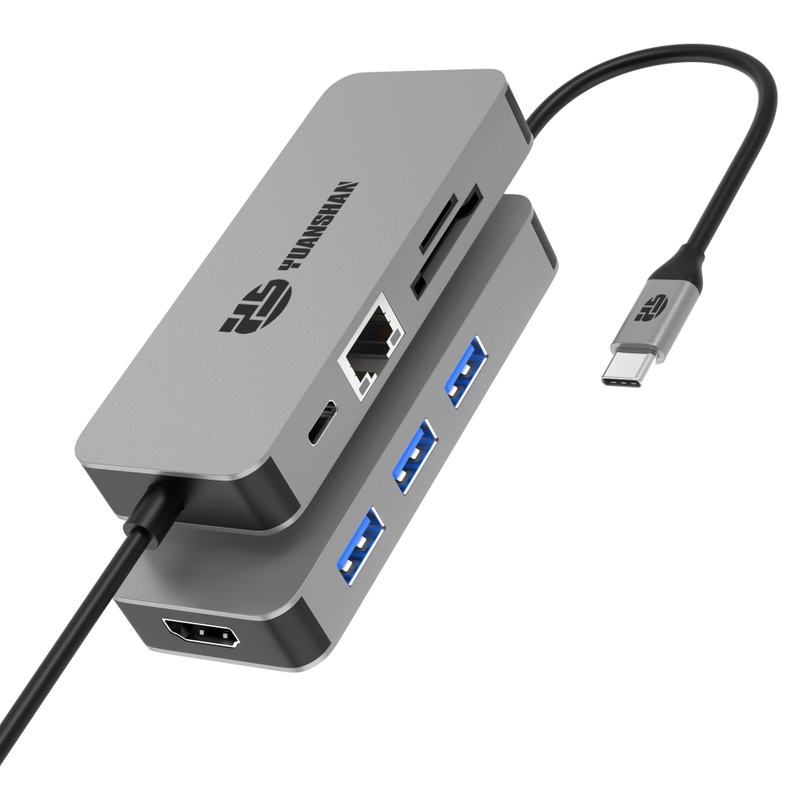 8 IN 1 usb c hub TYPE-C to HDMI 4K@60HZ+PD100W+Gigabit RJ45 1000Mbps+3 * USB-A 3.1 10Gbps+SD+TF multifunction docking station for laptop/phone