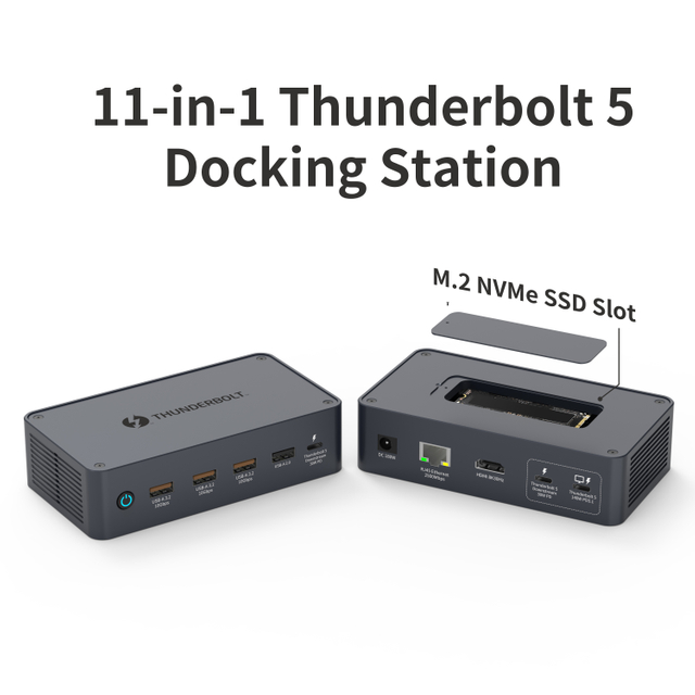 11-in-1 Thunderbolt 5 Docking Station with 80Gbps, 8K, 140W PD & M.2 NVMe SSD