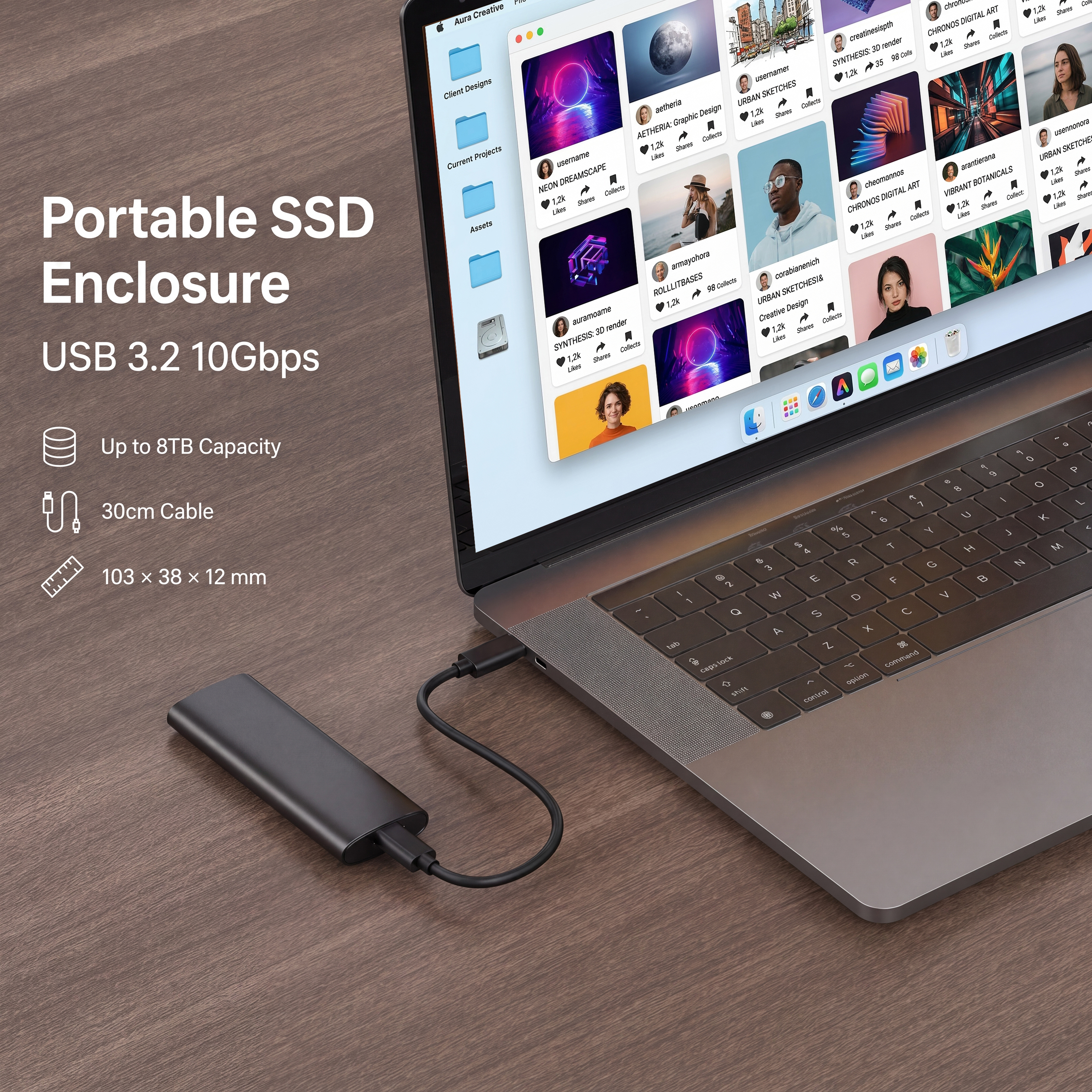 M.2 NVMe SATA SSD Enclosure, USB-C 10Gbps - YSTC581S