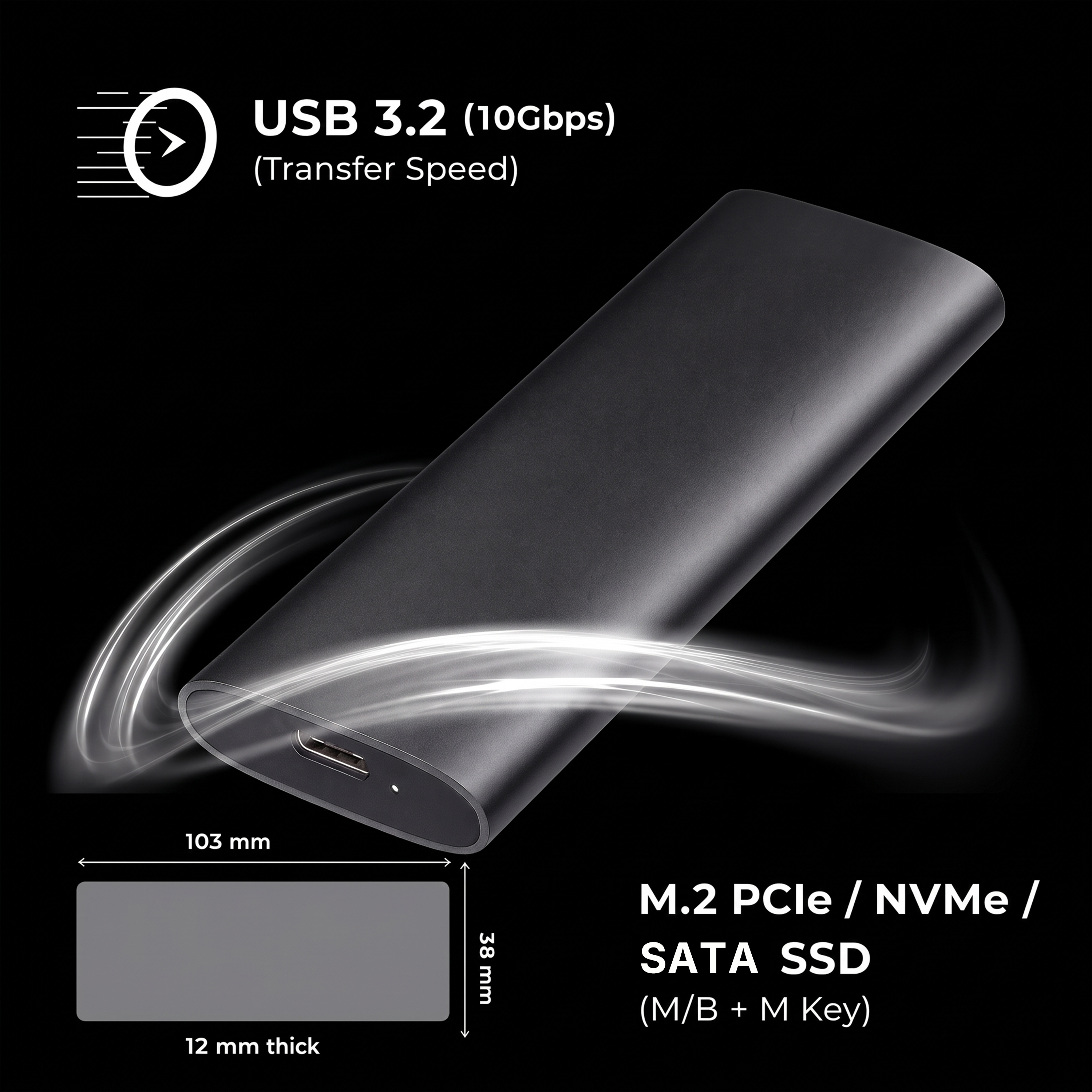 M.2 NVMe SATA SSD Enclosure, USB-C 10Gbps - YSTC581S