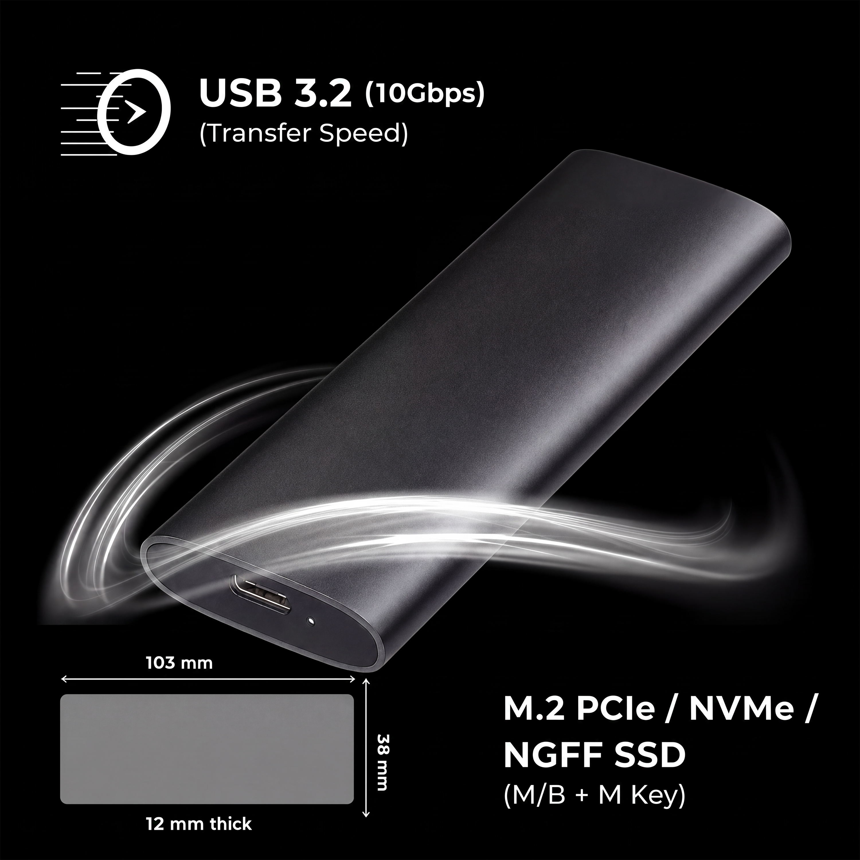 M.2 NVMe SSD Enclosure, USB-C 10Gbps - YSTC583S