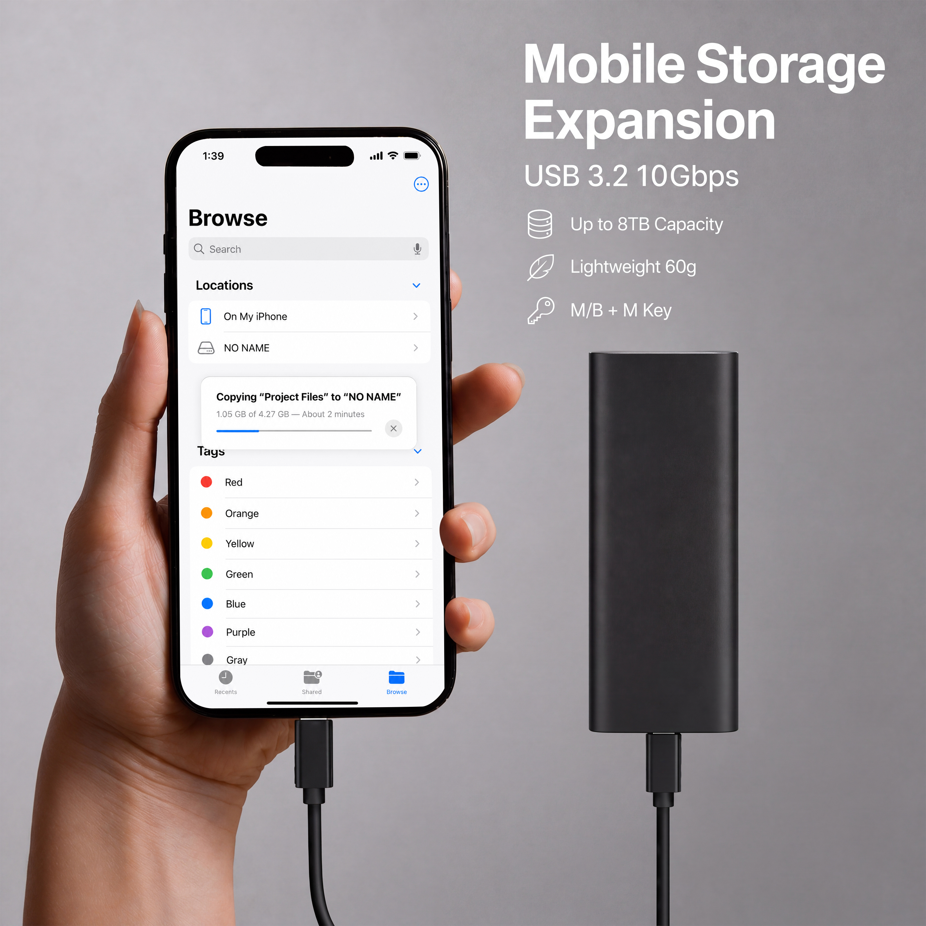 M.2 NVMe SSD Enclosure, USB-C 10Gbps - YSTC583S